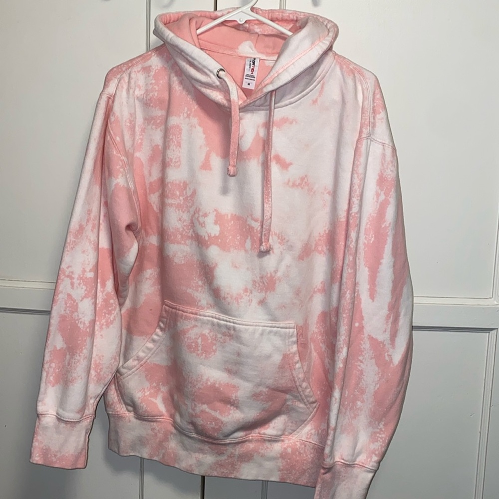 Startex Medium Pink White Bleach Dye Hoodie and Sweatpants